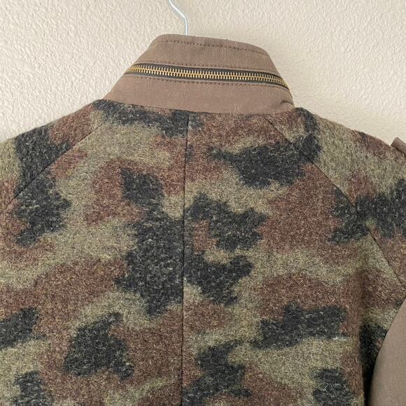 Zara Trafaluc Camouflage Military Outerwear Mixed Media Jacket Womens Small - Picture 11 of 11
